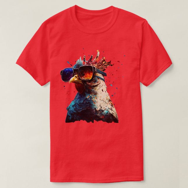 Camiseta Galinha com óculos de sol (Frente do Design)