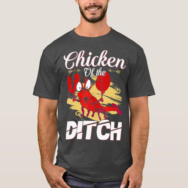 Camiseta Galinha Da Festa De Comida Cajun, Crawfish Ditch (Frente)