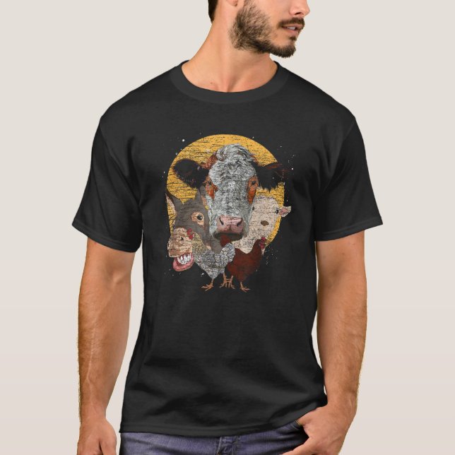 Camiseta Galinha de Capim Donkey Vaca País Farmante Fazenda (Frente)