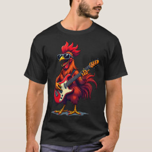 Camiseta Galinha de Design Gráfico Engraçado Banda de Rock 