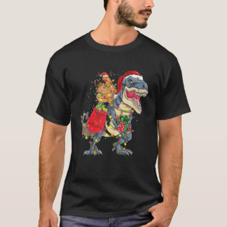 Camiseta Galinha de Natal Andando Dinossauro T Rex Tree Lig