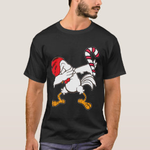 Camiseta Galinha de Natal Dabbing Galo Doce de Cana Dança