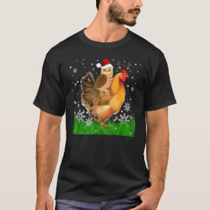 Camiseta Galinha de Natal de Frango Montando Rena Coruja Le