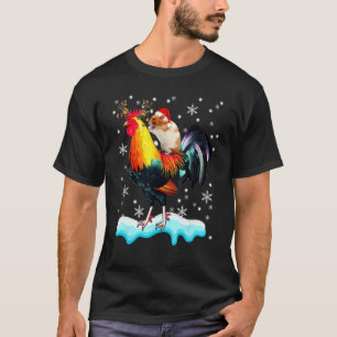 Camiseta Galinha de Natal de hamster de Santa montando rena