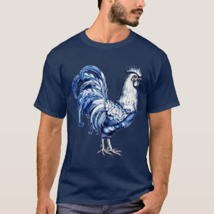 Camiseta Galinha De rico Azul E Galo Branco