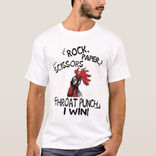 Camiseta Galinha diz tesoura de papel de rock picada que eu