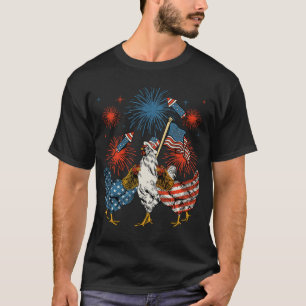 Camiseta Galinha dos EUA Bandeira Patriótica 4 de julho Hom