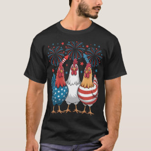 Camiseta Galinha dos EUA Bandeira Patriótica 4 de julho Hom