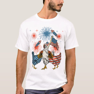 Camiseta Galinha dos EUA Bandeira Patriótica 4 de julho Hom