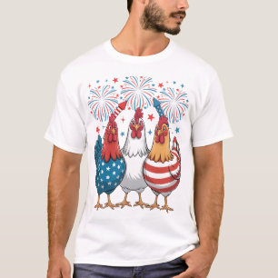 Camiseta Galinha dos EUA Bandeira Patriótica 4 de julho Hom