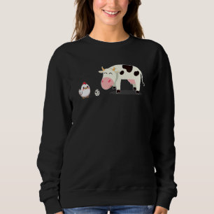 Camiseta Galinha E Vaca Com Garota De Ovo