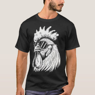 Camiseta Galinha Engraçada com Óculos de Sol Fazenda de Gal