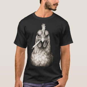 Camiseta Galinha engraçada fumando cigarro Meme Gen Z Farm
