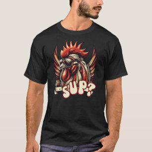 Camiseta Galinha Engraçada Galo Legal Usando Óculos de Sol
