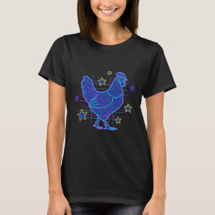 Camiseta Galinha engraçada meme rosa azul vaporwave retrô o
