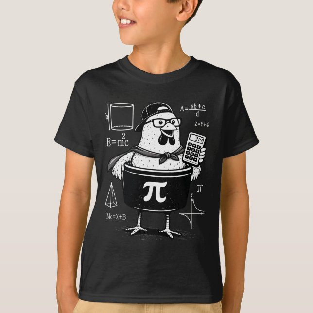 Camiseta Galinha engraçada segurando calculadora Professor  (Frente)