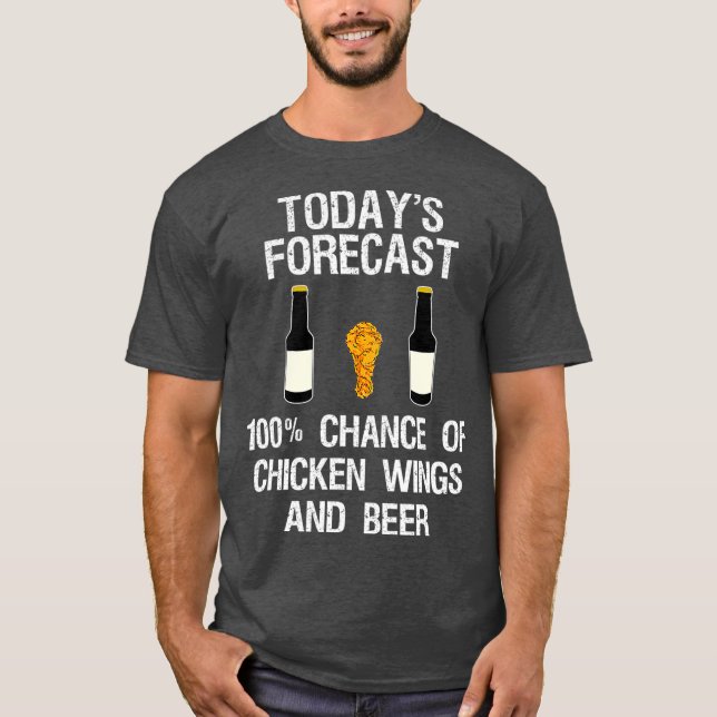 Camiseta Galinha Engraçada Ventiladora Hoje Previsão Cervej (Frente)