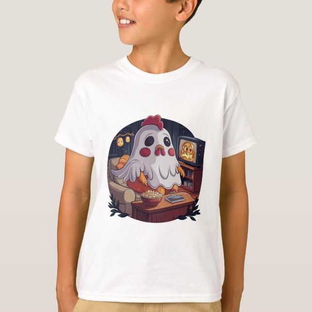Camiseta Galinha Fantasma do Halloween #3 Arte Digital (Frente)