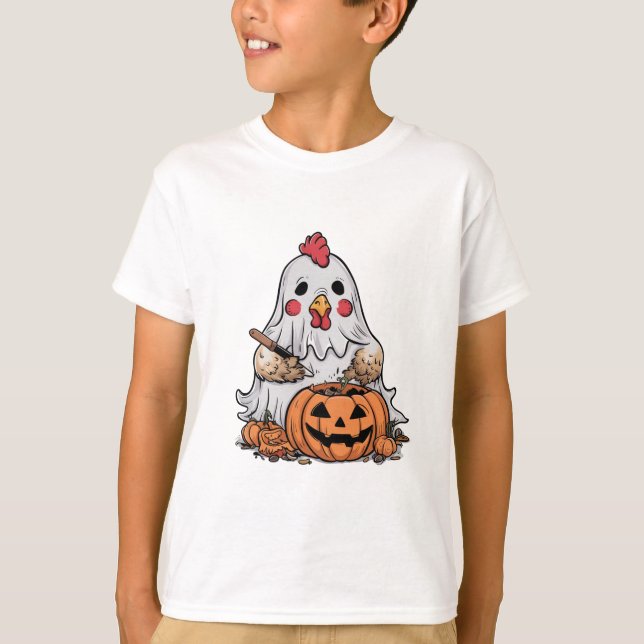 Camiseta Galinha Fantasma do Halloween #9 Arte Digital (Frente)