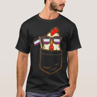 Camiseta Galinha Fazenda de bolso LGBTQ Bandeira Aseual Ace