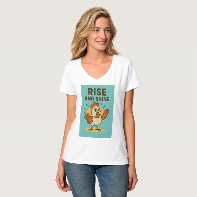 Camiseta Galinha Feliz Rise e Shine (Frente Completa)