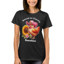 Galinha Fofa de Chapéu Rosa com Girassol Brilhante