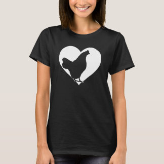 Camiseta Galinha Fofa Que Ama Galinhas Coração Branco Legal