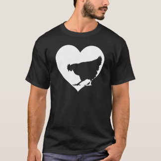 Camiseta Galinha Fofa Que Ama Galinhas Coração Branco Legal