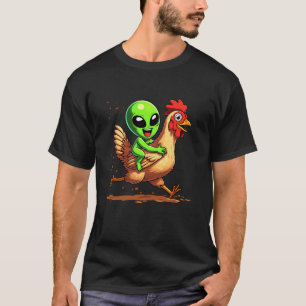 Camiseta Galinha Frango Alien Funny Amantes de Animais Meni