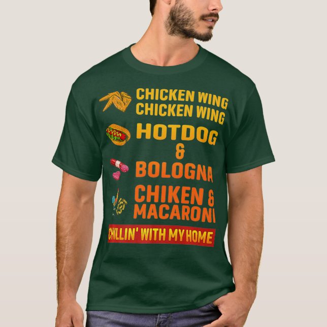 Camiseta galinha galinha galinha galinha cachorro-quente e  (Frente)