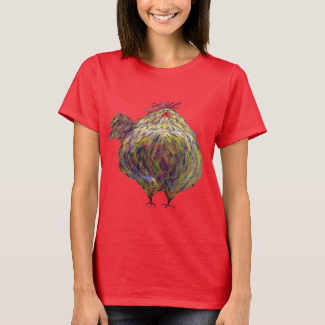 Camiseta Galinha Gorda com Beret quer ir à Provença (Frente)