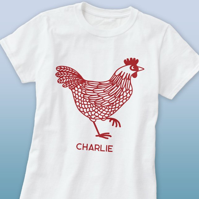 Camiseta Galinha Hen Personalizada (Fun chicken hen personalized custom name t-shirt)
