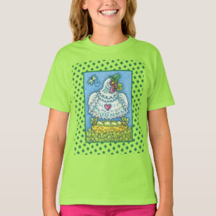 CAMISETA GALINHA IRLANDESA ENGRAÇADA, OVOS E TREVOS GALINHA