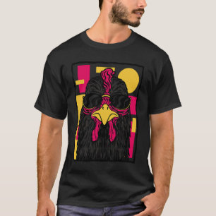 Camiseta Galinha Legal Retroativa Vestindo Óculos Solares