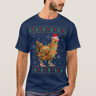 Camiseta Galinha Lover Xmas Luzes Papais noeis Frango Feio 