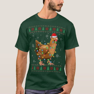 Camiseta Galinha Lover Xmas Luzes Papais noeis Frango Feio 