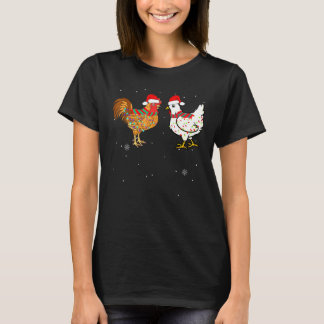 Camiseta Galinha Luzes De Natal Galo De Natal Usa Chapéu De
