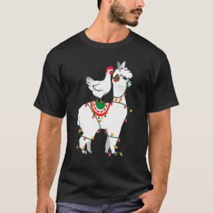 Camiseta Galinha Montando Llama Ilumina Papai Noel Pijama