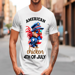 Camiseta Galinha na moda com chapéu e óculos de sol