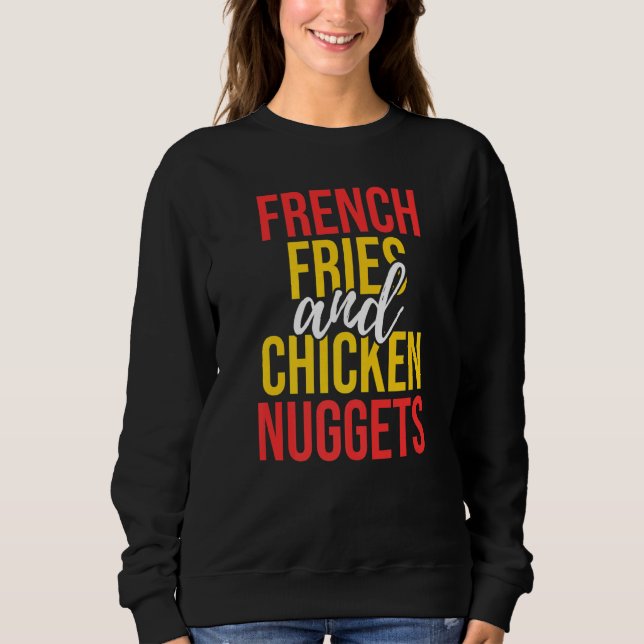 Camiseta Galinha Nugget Fries Franceses Diversão de Comida (Frente)
