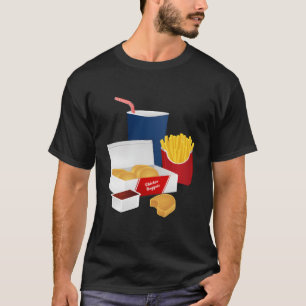 Camiseta Galinha Nugget Fries Soda Refeição Rápida Comida