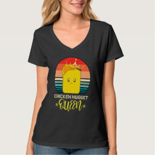 Camiseta Galinha Nugget Rainha Foodie Mulheres Retro Chicke