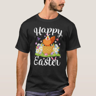 Camiseta Galinha Páscoa Ovo Caça Floral Galinha Fácil