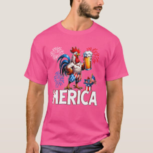 Camiseta Galinha Patriótica Merica EUA Flag Chicken 4t