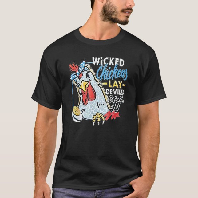 Camiseta Galinha Perversa Põe Ovos Diabólicos  Frango (Frente)