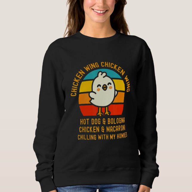Camiseta Galinha Que Anca Galinha Asa Cão Quente E Bolonha  (Frente)