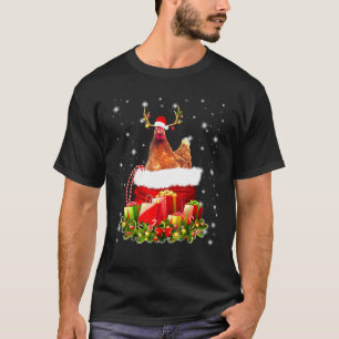 Camiseta Galinha Rena no Saco de Papai Noel Caixa Fantasia