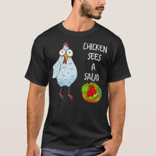 Camiseta Galinha Sarcástica Engraçada Vê Uma Salada