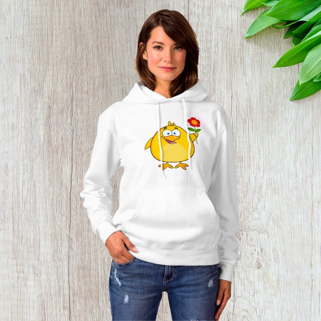 Camiseta Galinha Segurando Um Hoodie De Mulher Flor (Criador carregado)