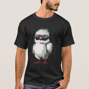 Camiseta Galinha Silkie Usando Óculos de Sol Amante de Gali